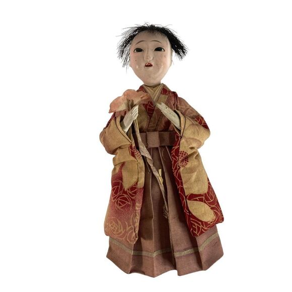 3 Vtg Japanese Hina Dolls Emperor Wood Boys 2 Musicians‎ Pedestal - Picture 7 of 14